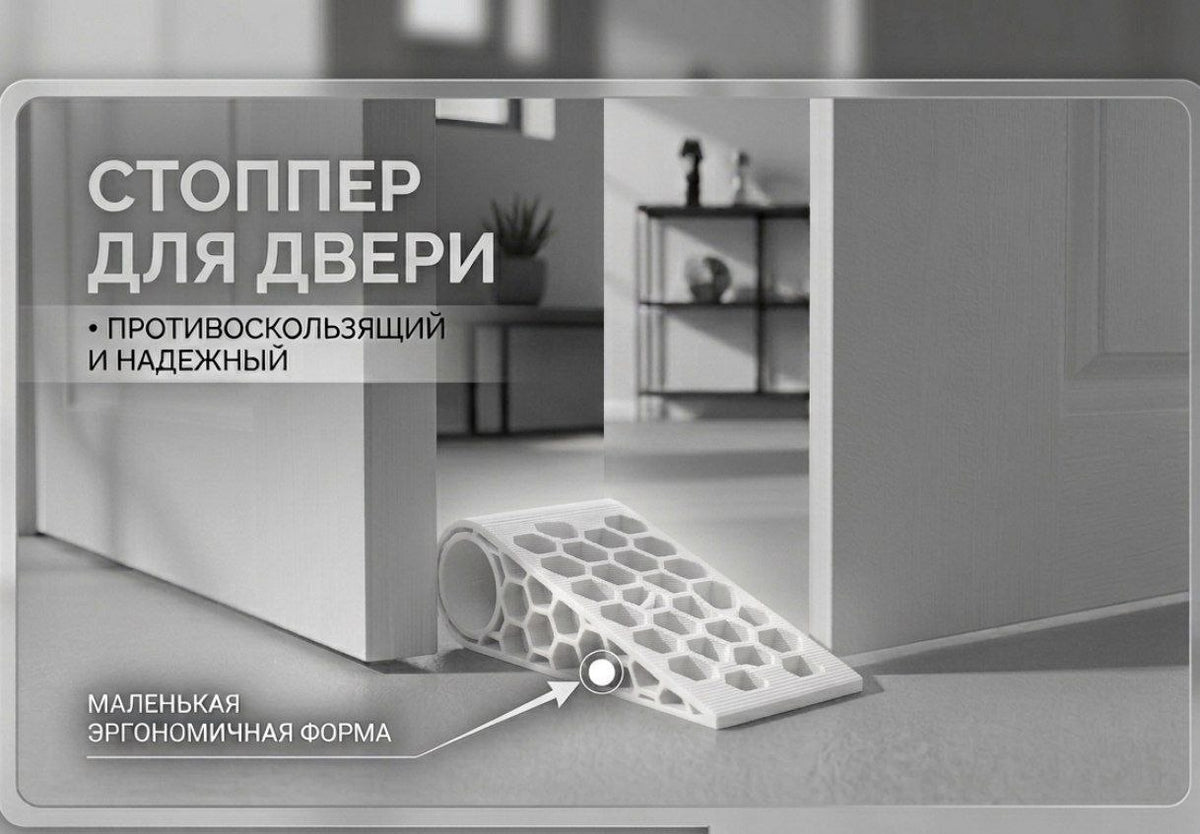 Стоппер для двери белый, для межкомнатных дверей